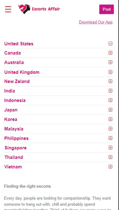 EscortsAffair auf mobilen