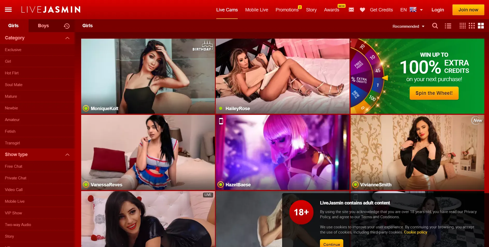 LiveJasmin en el escritorio